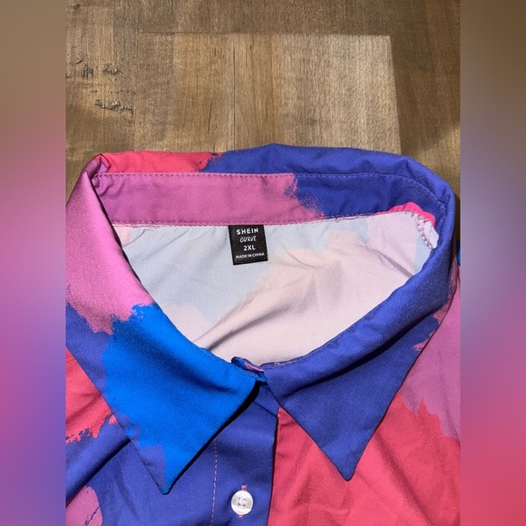 SHEIN Curve Women’s Celure Plus Colorblock Button Front Belted Dress Size 2XL - Picture 5 of 8